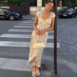 Free People Cream Polka Dot Maxi Dress